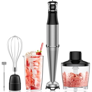 Immersion Hand Blender, 5 in 1 Turelar 800W Electric Handheld Stick Mixer with Trigger Control Grip, Emulsion Blender with Chopper, Whisk, Frother for Smoothies, Sauces, Soups, Baby Food