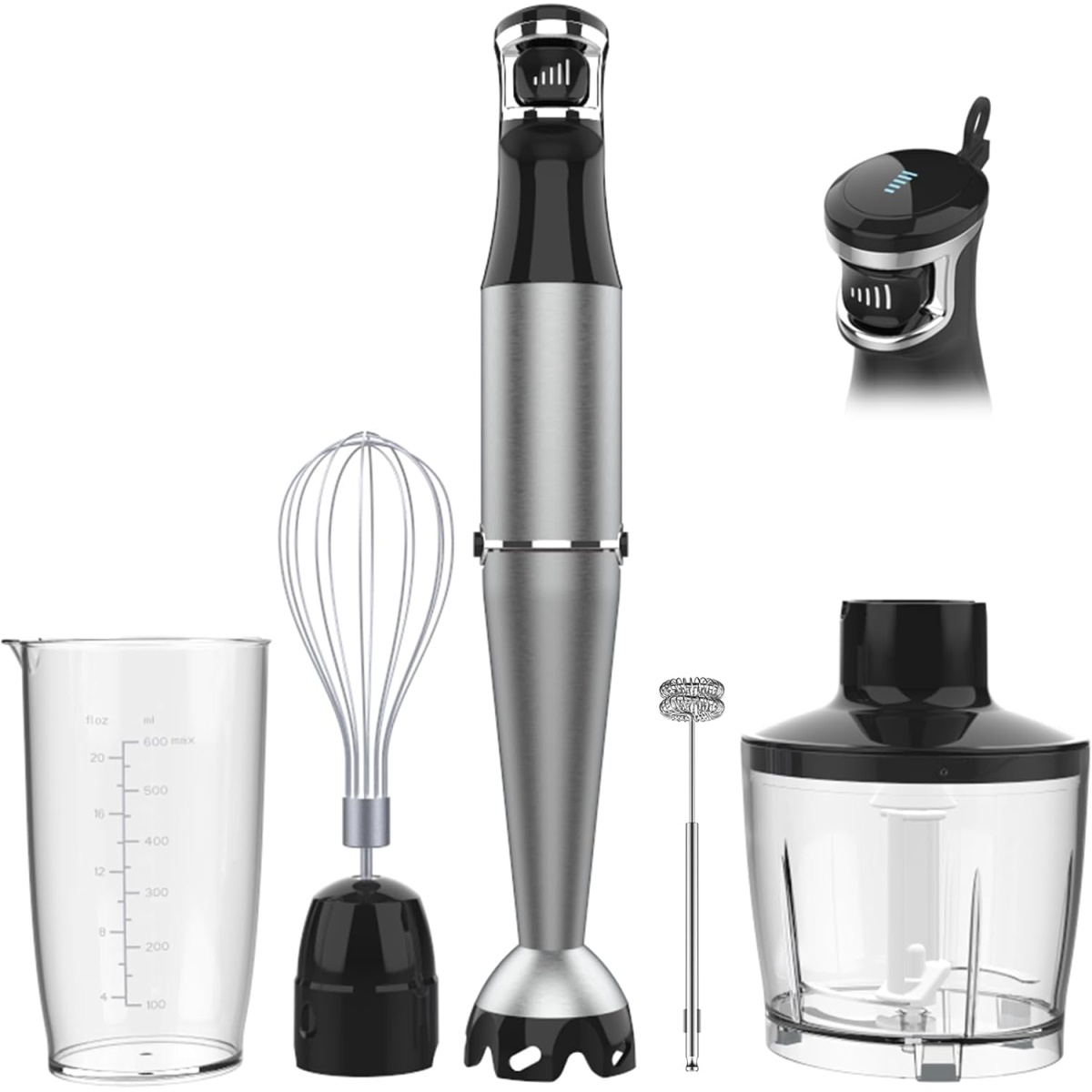 Immersion Blender Handheld, Turelar Hand Blender 1100W, Trigger Variable Speed, 5 in 1 Stick Blender, Emulsion Blender with Chopper, Whisk and Frother for Soup, Baby Food and Smoothies